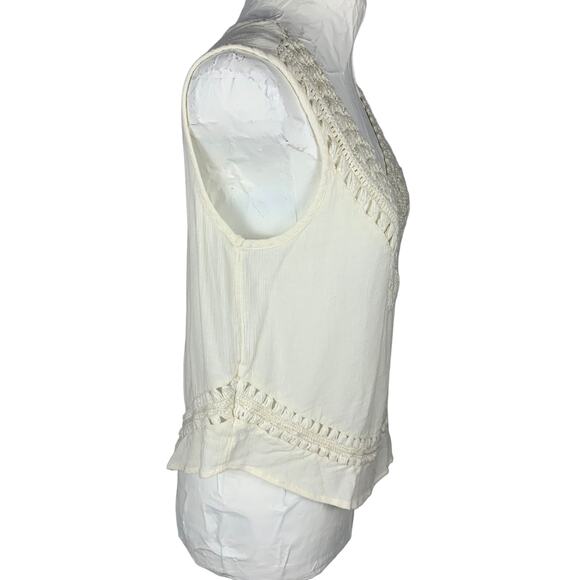 Crocheted Sleeveless Top Womens M Boho Festival Cottage Hippie Western Macrame - Picture 7 of 9